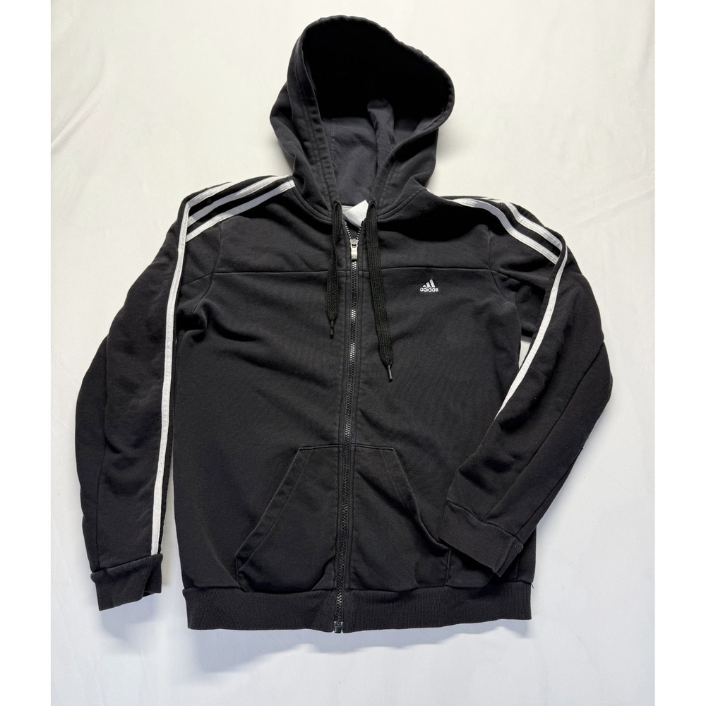 Adidas Hoodie Youth Medium Black‎ Full Zip Climalite Training Running Athleisure